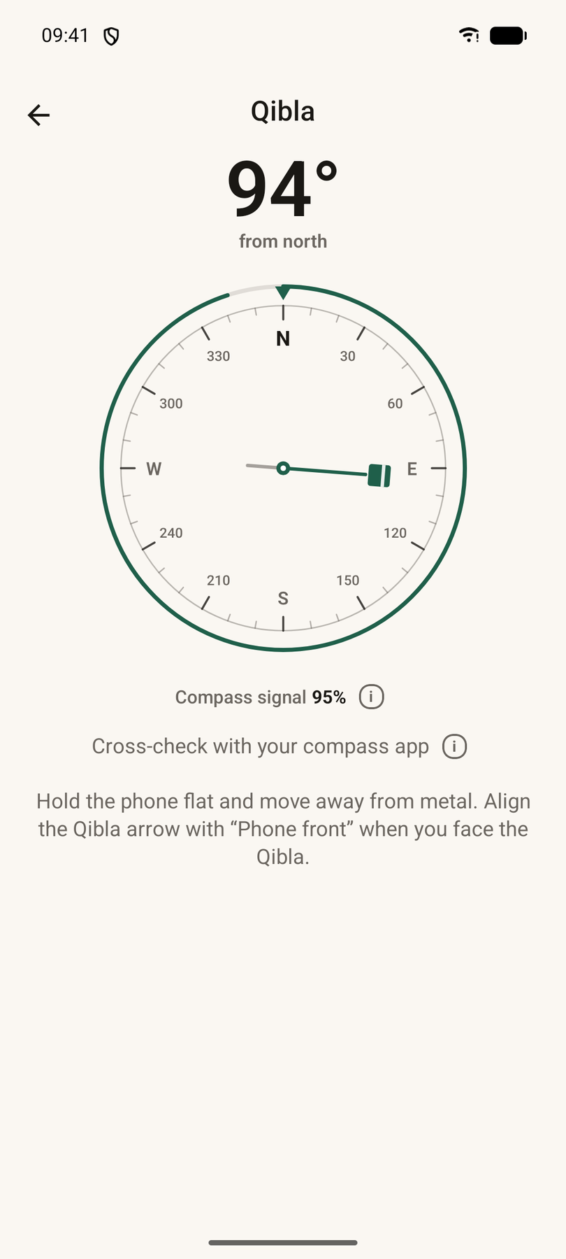 কিবলা কম্পাস: দিক, সংকেত-শক্তি আর সূর্য দিয়ে যাচাইয়ের ব্যবস্থা।